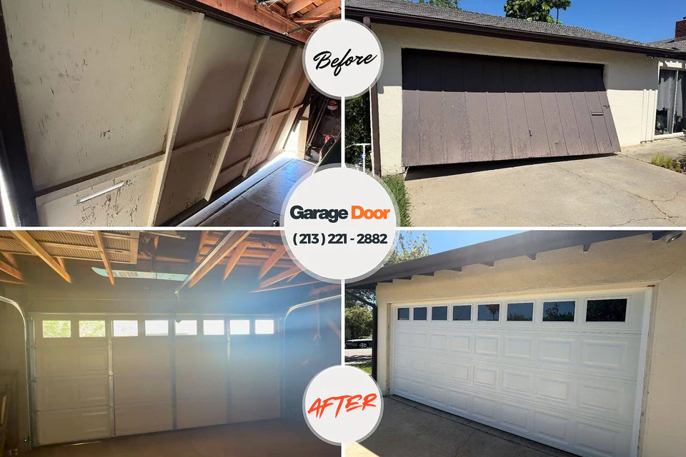 Before and after: garage door repair Peachtree City, GA